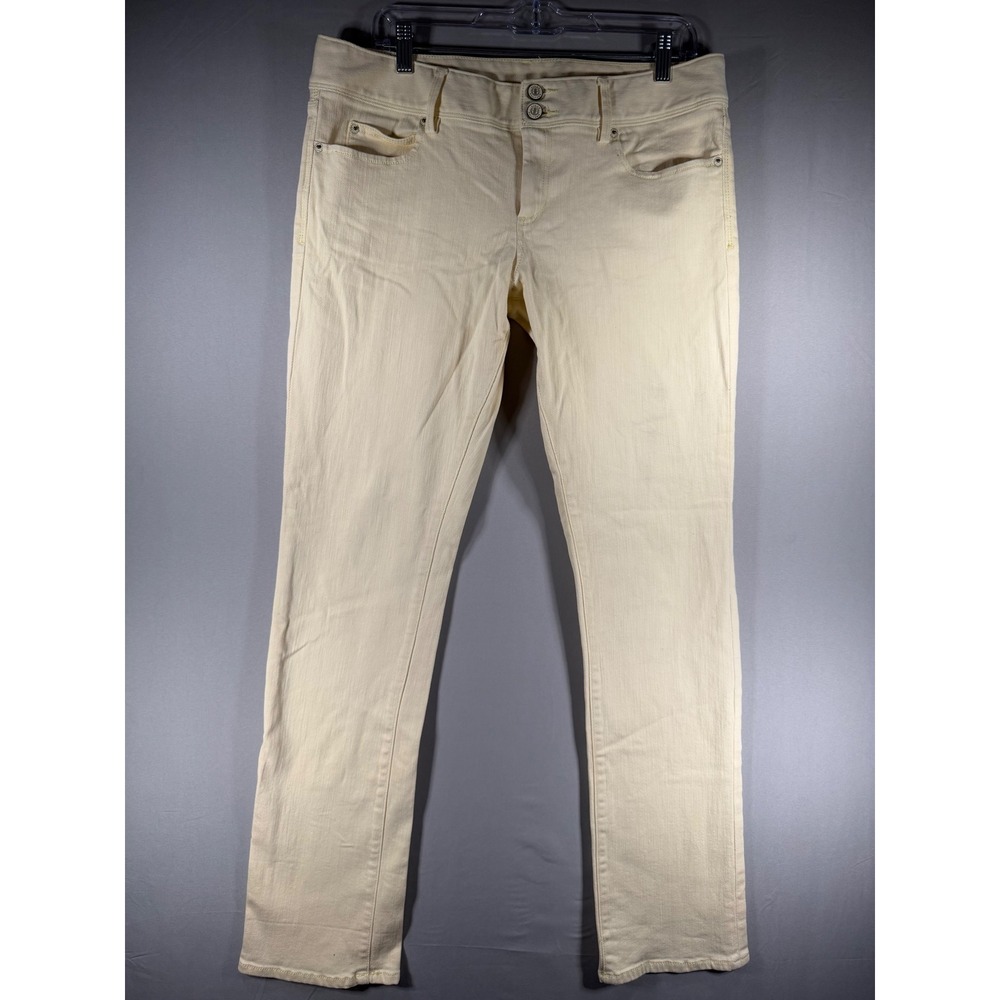 Lilly Pulitzer Worth Straight Jean Womens 12 Pale Yellow Cream Denim Pants